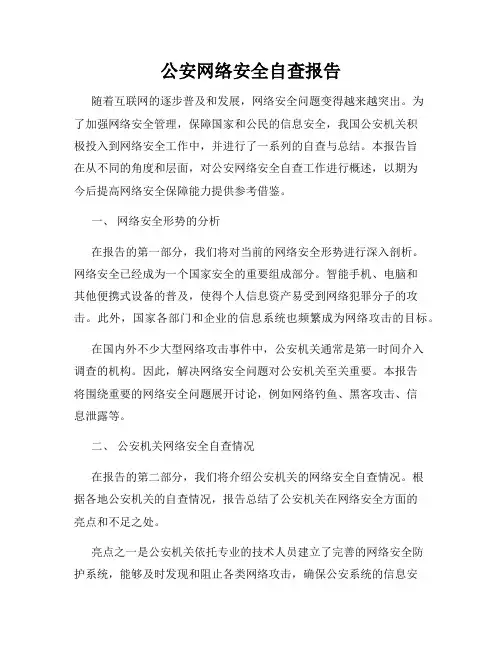 公安网络安全自查报告