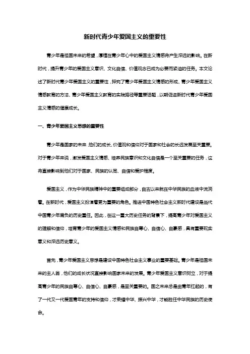 新时代青少年爱国主义的重要性