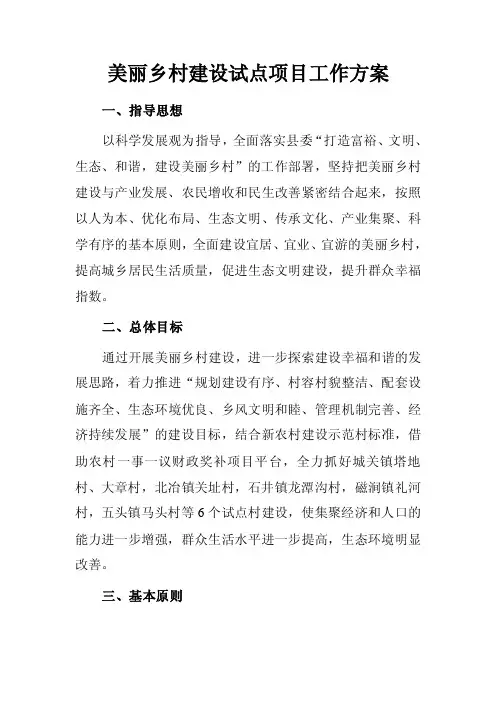 美丽乡村建设试点项目工作方案