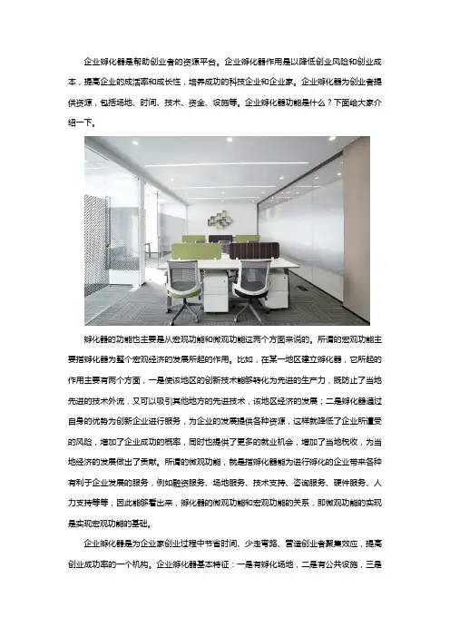 企业孵化器功能是什么