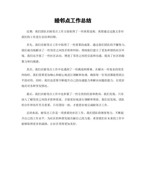 睦邻点工作总结