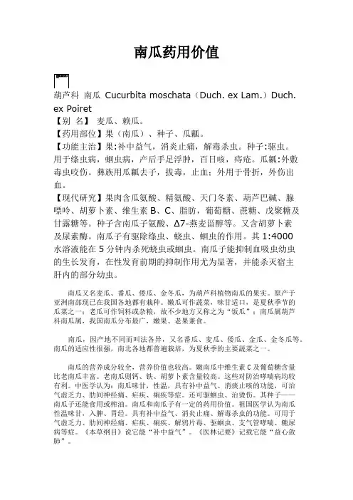 南瓜药用价值