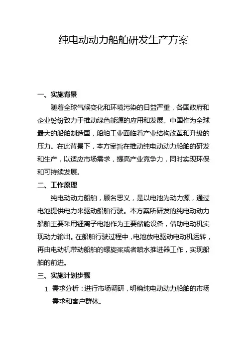 纯电动动力船舶研发生产方案(一)
