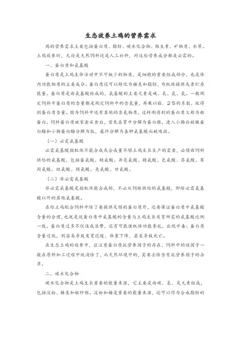 生态放养土鸡的营养需求