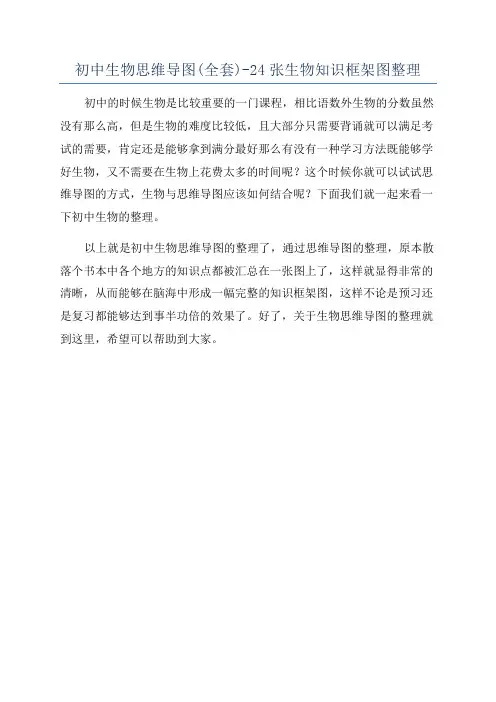 初中生物思维导图(全套)-24张生物知识框架图整理