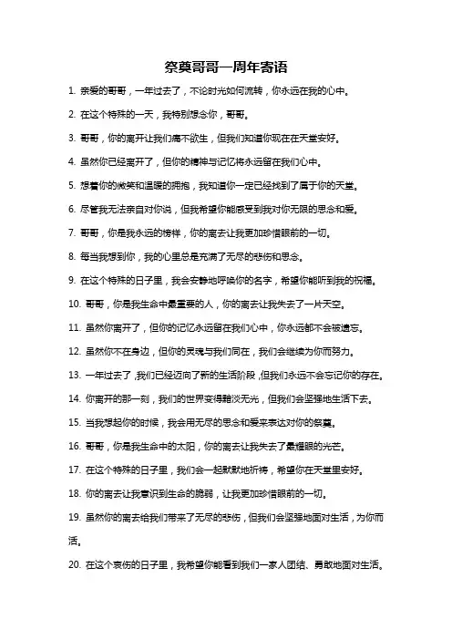 祭奠哥哥一周年寄语