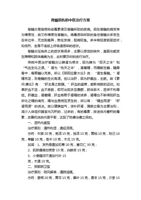脊髓损伤的中医治疗方案