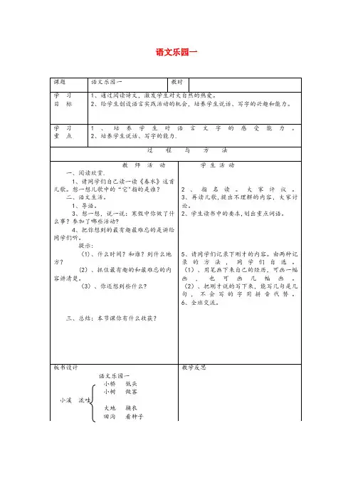 什邡市第一小学一年级语文下册 语文乐园一教案2 语文A版一年级语文下册语文乐园一教案2语文A版