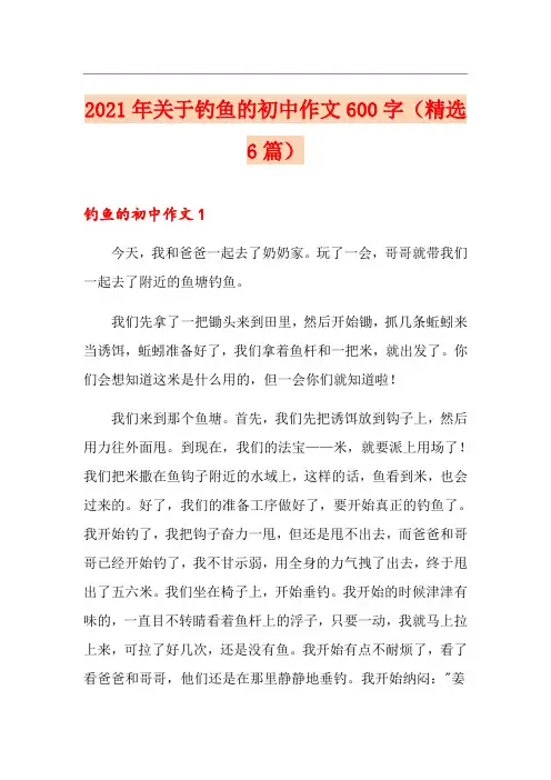 2021年关于钓鱼的初中作文600字(精选6篇)