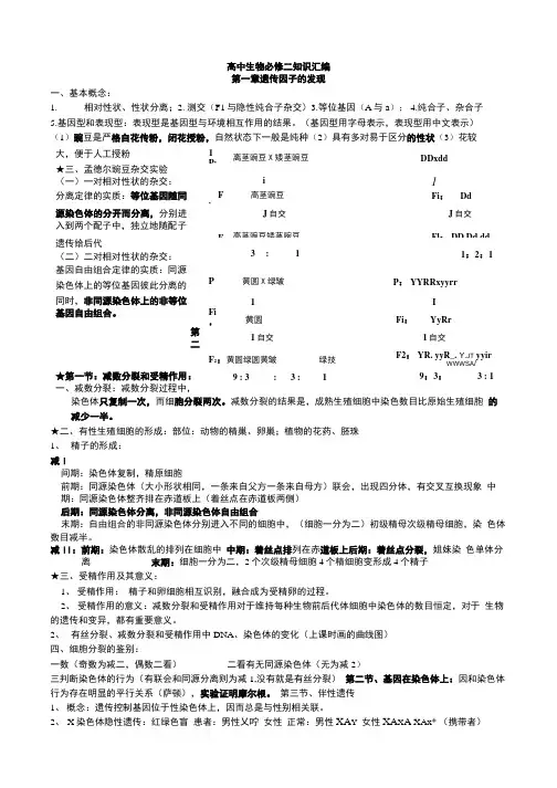 XIN生物人教版必修二知识归纳.doc