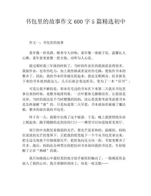 书包里的故事作文600字5篇精选初中