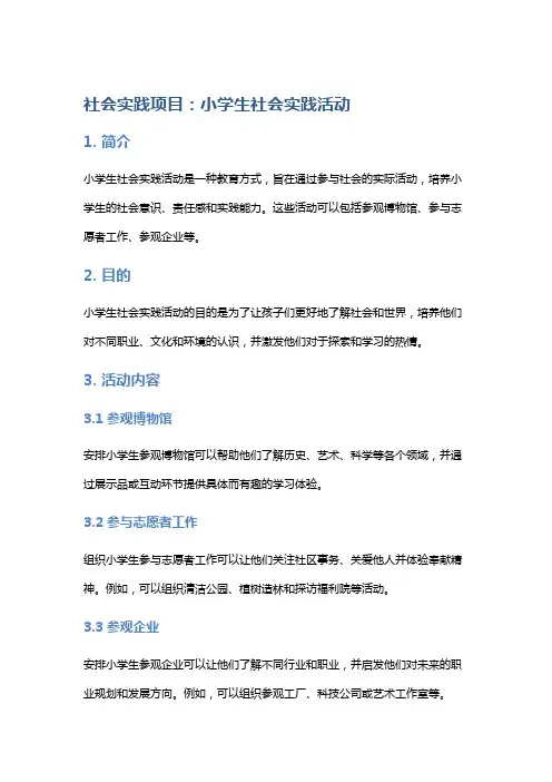 社会实践项目：小学生社会实践活动