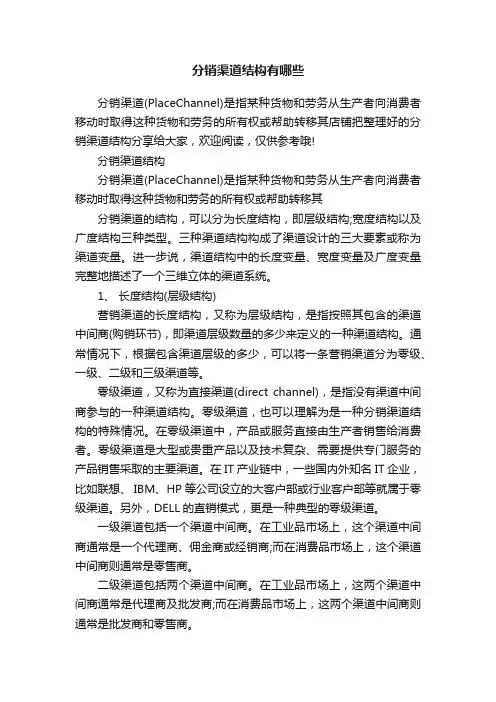 分销渠道结构有哪些