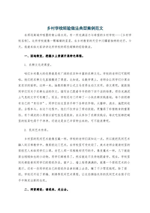 乡村学校经验做法典型案例范文