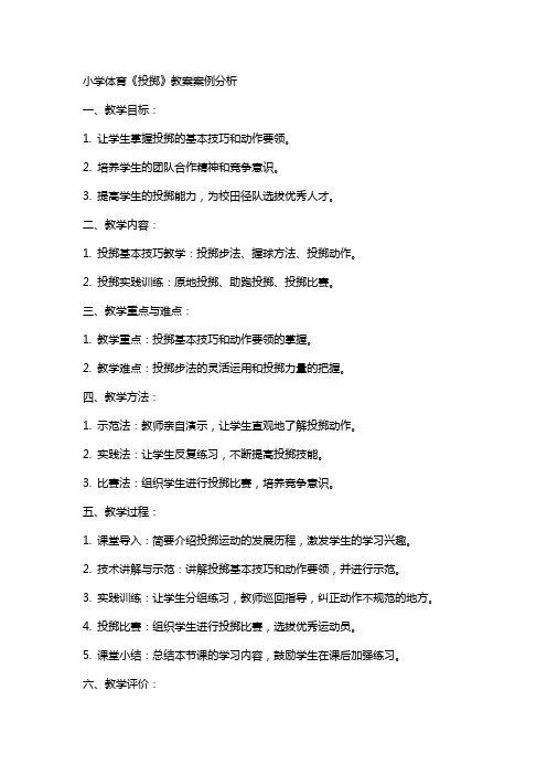小学体育《投掷》教案案例分析
