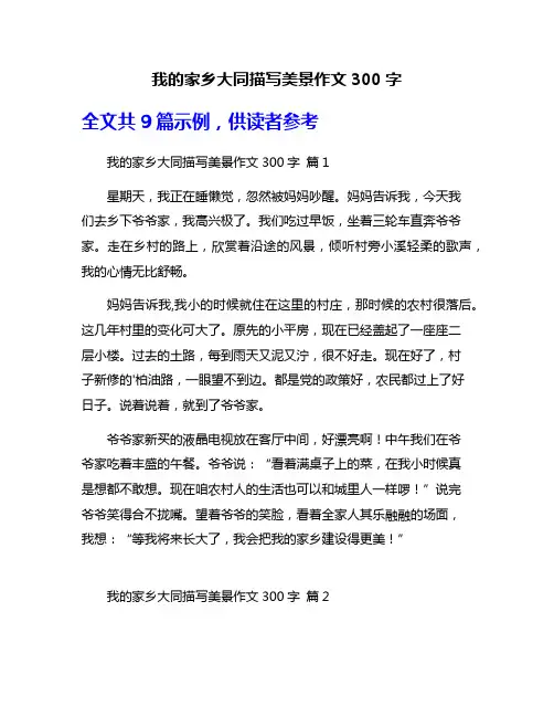 我的家乡大同描写美景作文300字