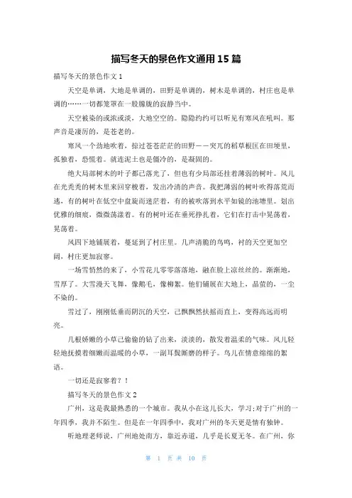 描写冬天的景色作文通用15篇