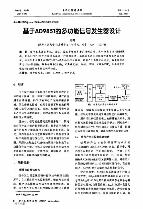 基于AD9851的多功能信号发生器设计