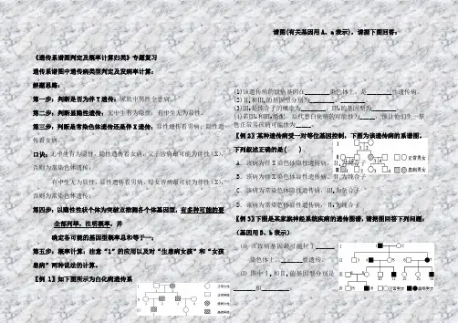 《遗传系谱图判定及概率计算归类》专题复习