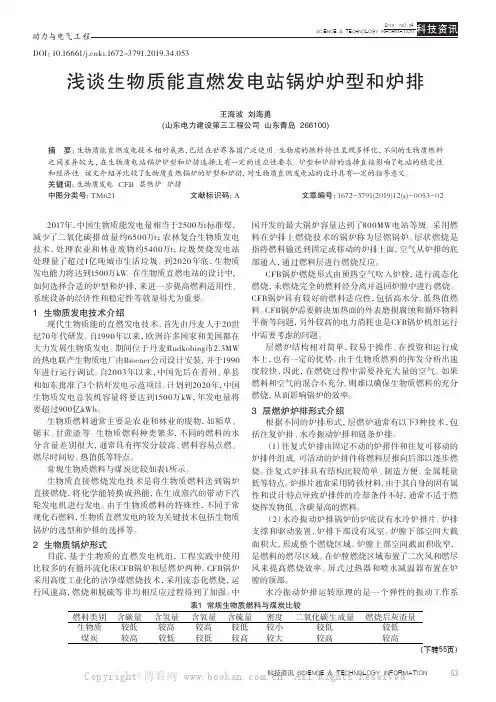浅谈生物质能直燃发电站锅炉炉型和炉排