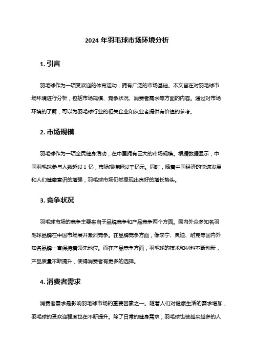 2024年羽毛球市场环境分析