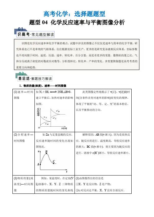 高考化学：选择题题型04 化学反应速率与平衡图像分析