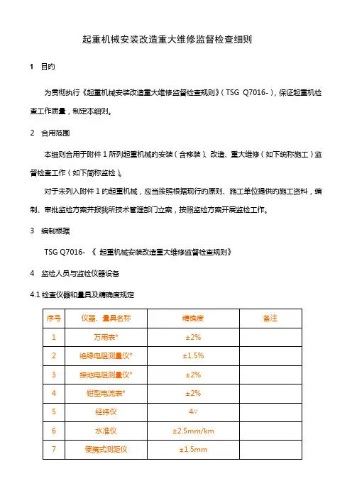 起重机械安装改造重大维修监督检验细则