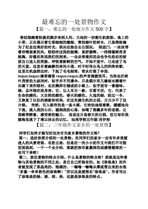 难忘作文之最难忘的一处景物作文