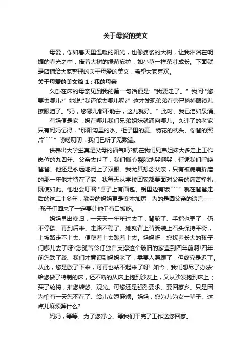 关于母爱的美文