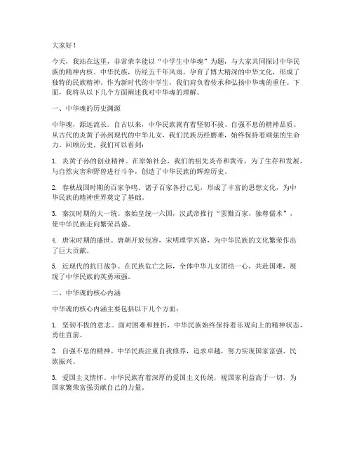 中学生中华魂演讲稿范文