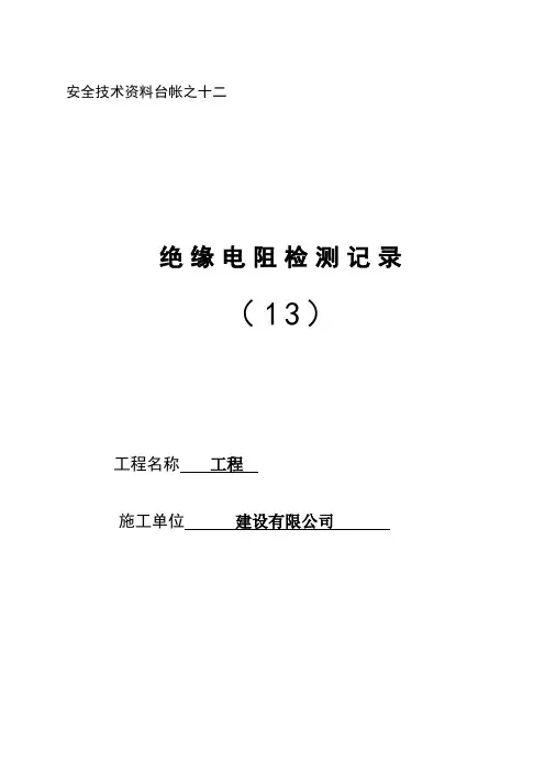 绝缘电阻检测记录
