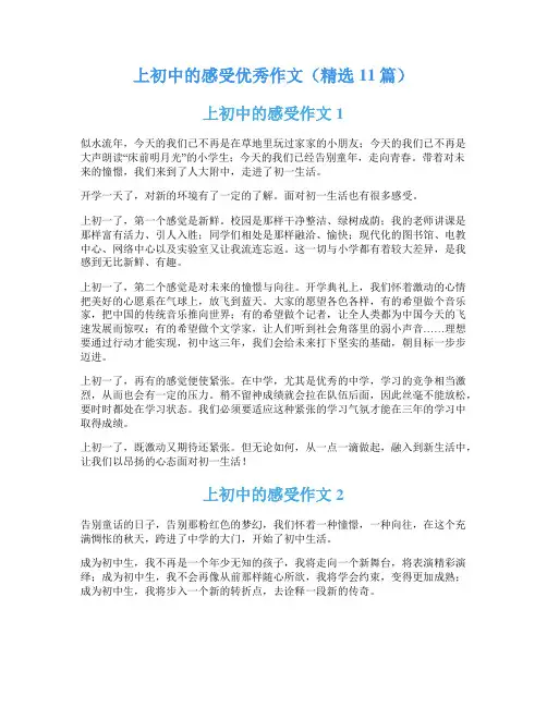 上初中的感受优秀作文(精选11篇)