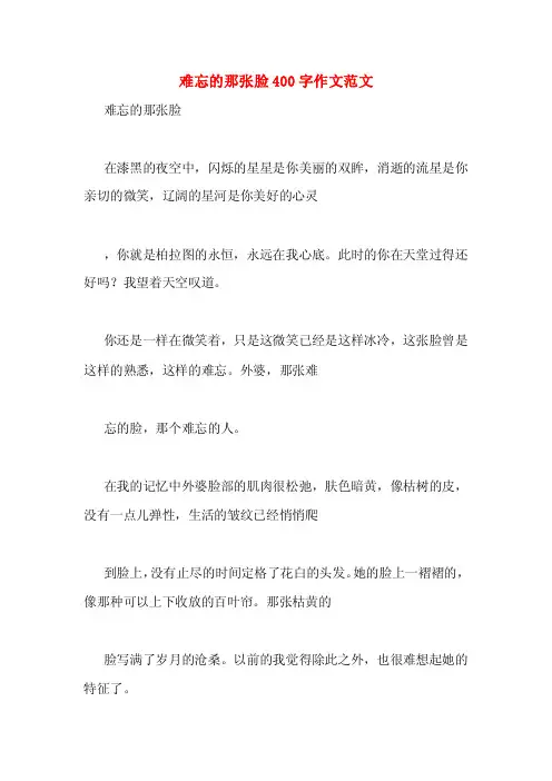 难忘的那张脸400字作文范文