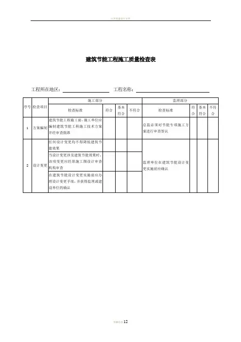 建筑节能施工质量检查表