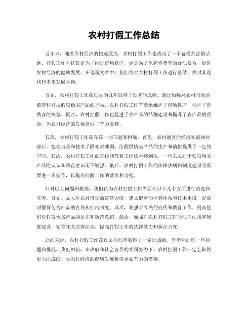 农村打假工作总结