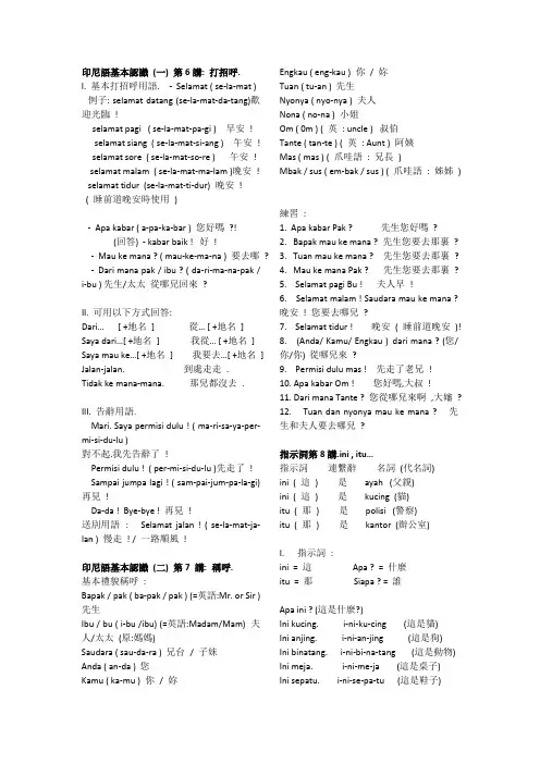 印尼语第六讲：打招呼
