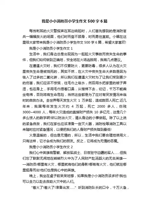 我是小小消防员小学生作文500字6篇