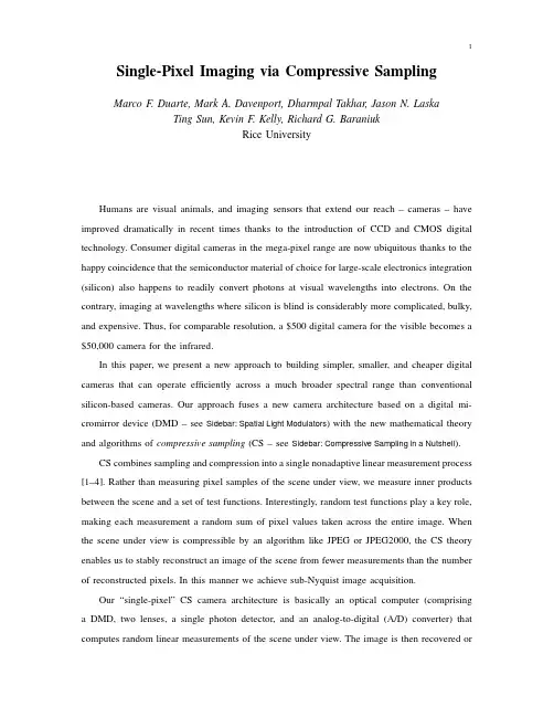 Single-Pixel Imaging via Compressive Sampling 莱斯大学单像素相机介绍