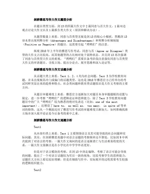 《剑桥雅思13》写作大作文分析