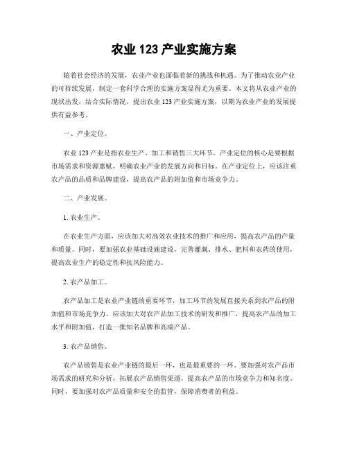 农业123产业实施方案