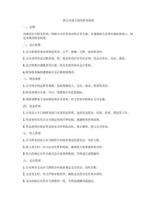 新公司成立规范财务制度