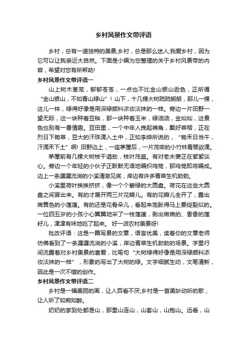 乡村风景作文带评语