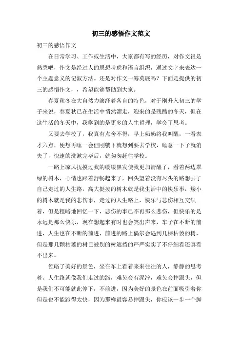 初三的感悟作文范文