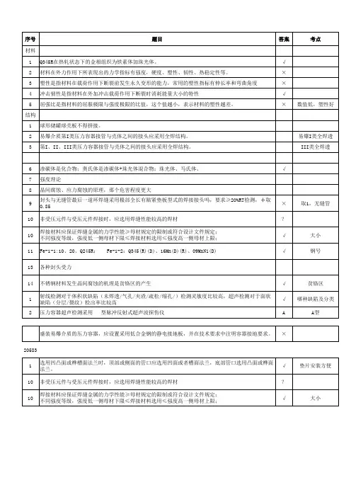 压力容器设计审核考试题目归纳