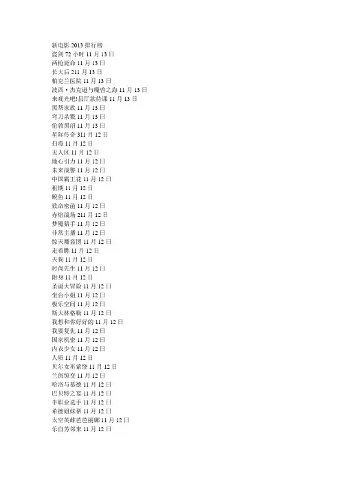 新电影2013排行榜 - 新电影2013排行榜