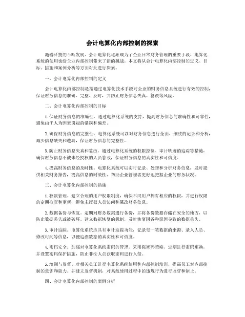 会计电算化内部控制的探索