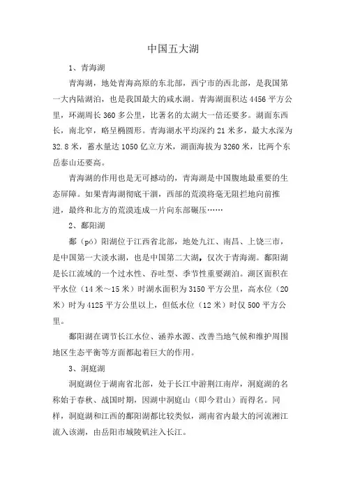 中国五大湖
