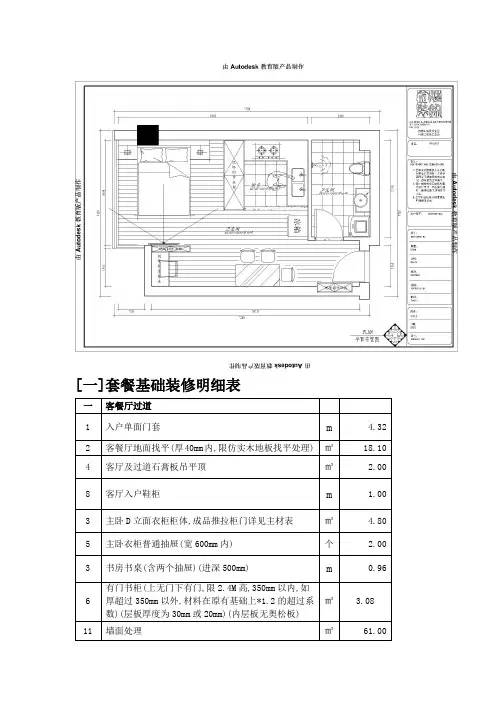 套餐基础装修明细表