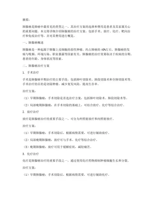肺腺癌治疗方案及费用