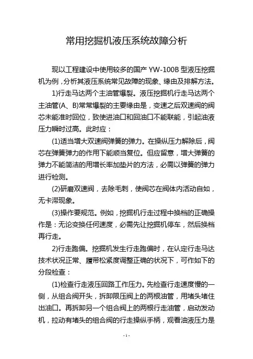 常用挖掘机液压系统故障分析